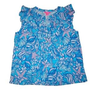 Lilly Pulitzer Golda Amalfi Blue Sound The Sirens Top